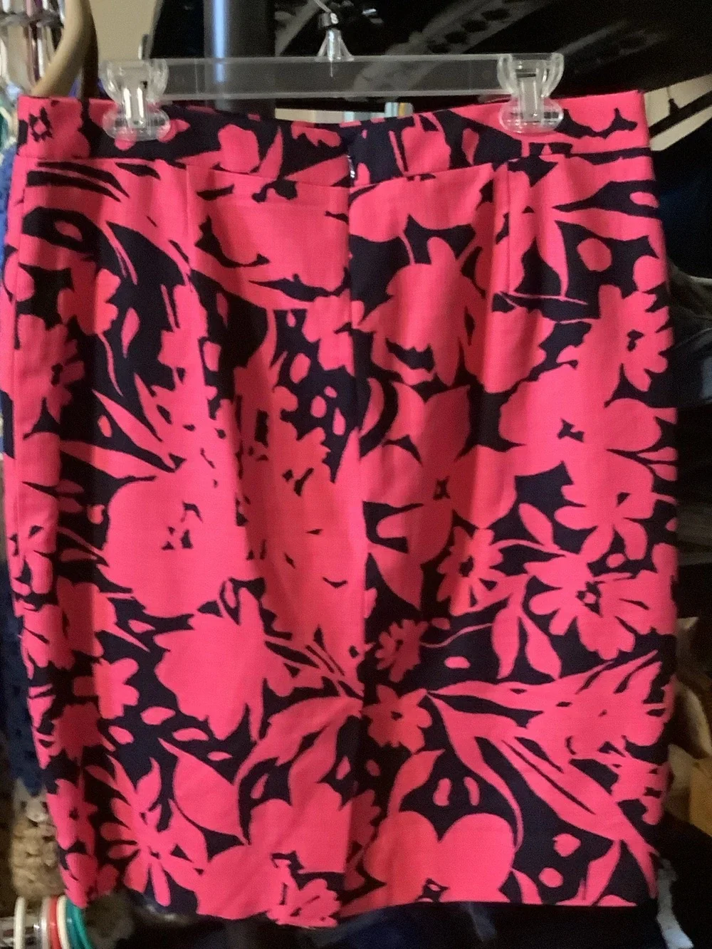 Women's Black & Hot Pink Floral Pencil Skirt